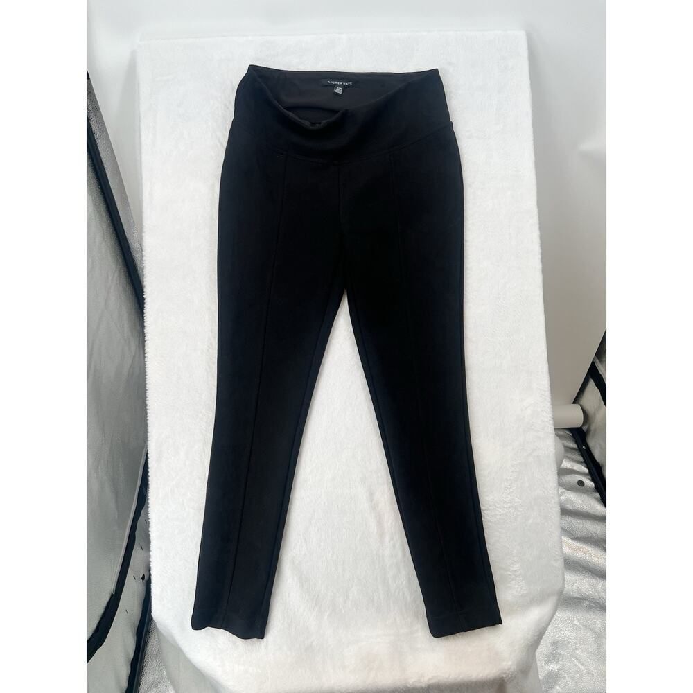 Andrew Marc Women's Stretch Faux Suede Pants Size S Pull On Soft Black